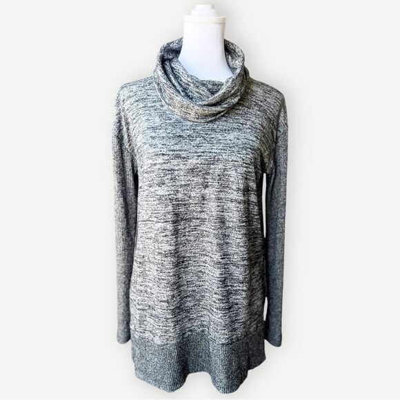 Gap Long Softspun Cowlneck Relaxed Gray Black Long Sleeve Tunic Sweater. Small. - Picture 2 of 7
